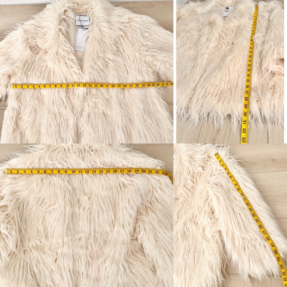 NWT Azalea Wang Breckenridge CREAM Faux Fur Coat Size Large / Y2K Maximalism - Picture 10 of 13